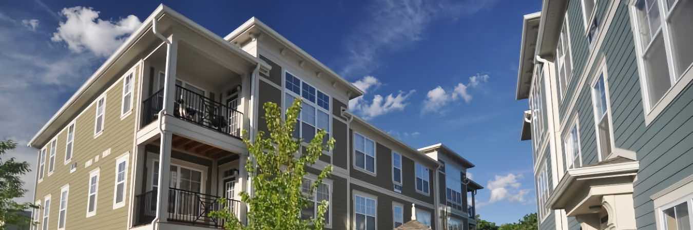 Exterior view of apartment buildings near Indiana University in Bloomington