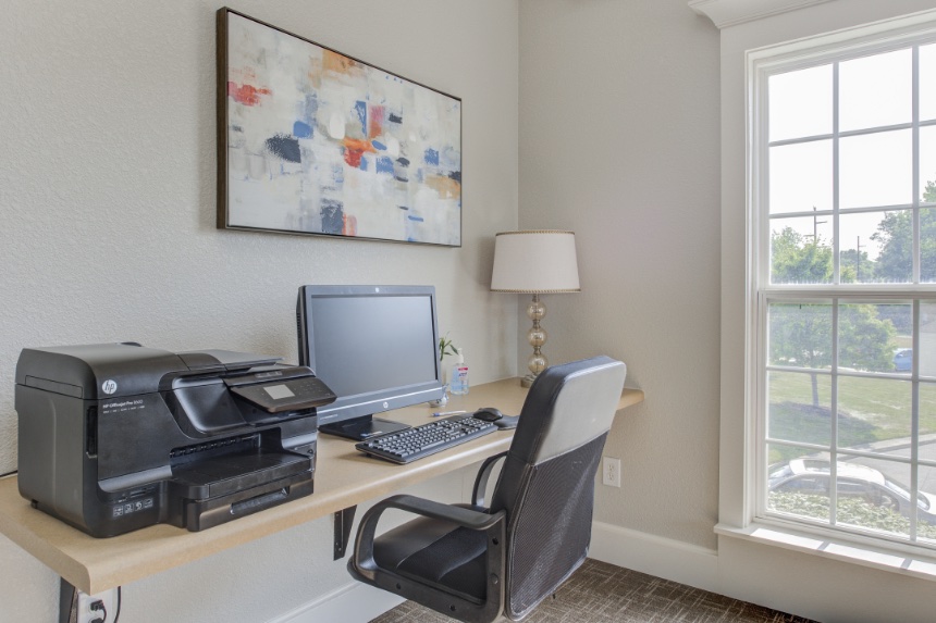 Home office in a Bloomington apartment.