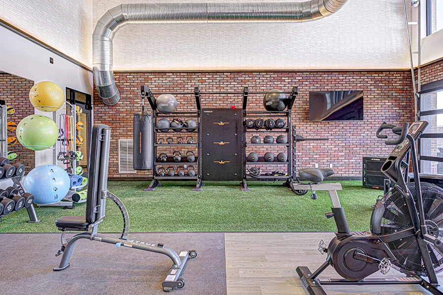 A modern apartment fitness room